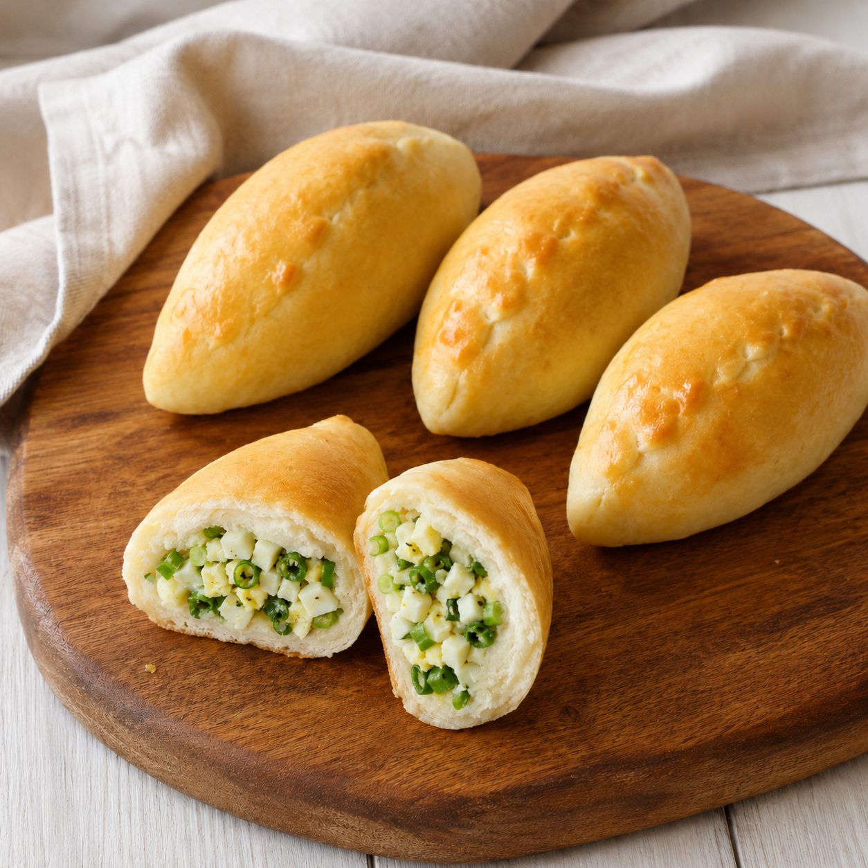 Green Onion & Egg Pirozhki (Mini Pies with Green Onion & Egg), 4 pieces